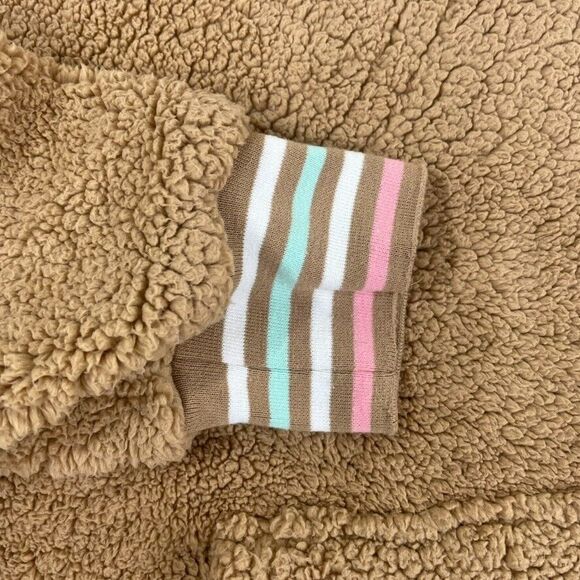 Jadelynn Brooke Sherpa Hoodie Rainbow Cuff Kangaroo Pocket Boxy Snuggly M - Picture 3 of 8